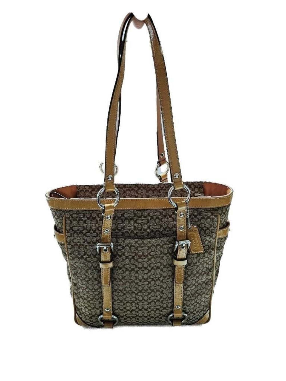 Coach Signature C Canvas and Leather Buckle Tote Bag